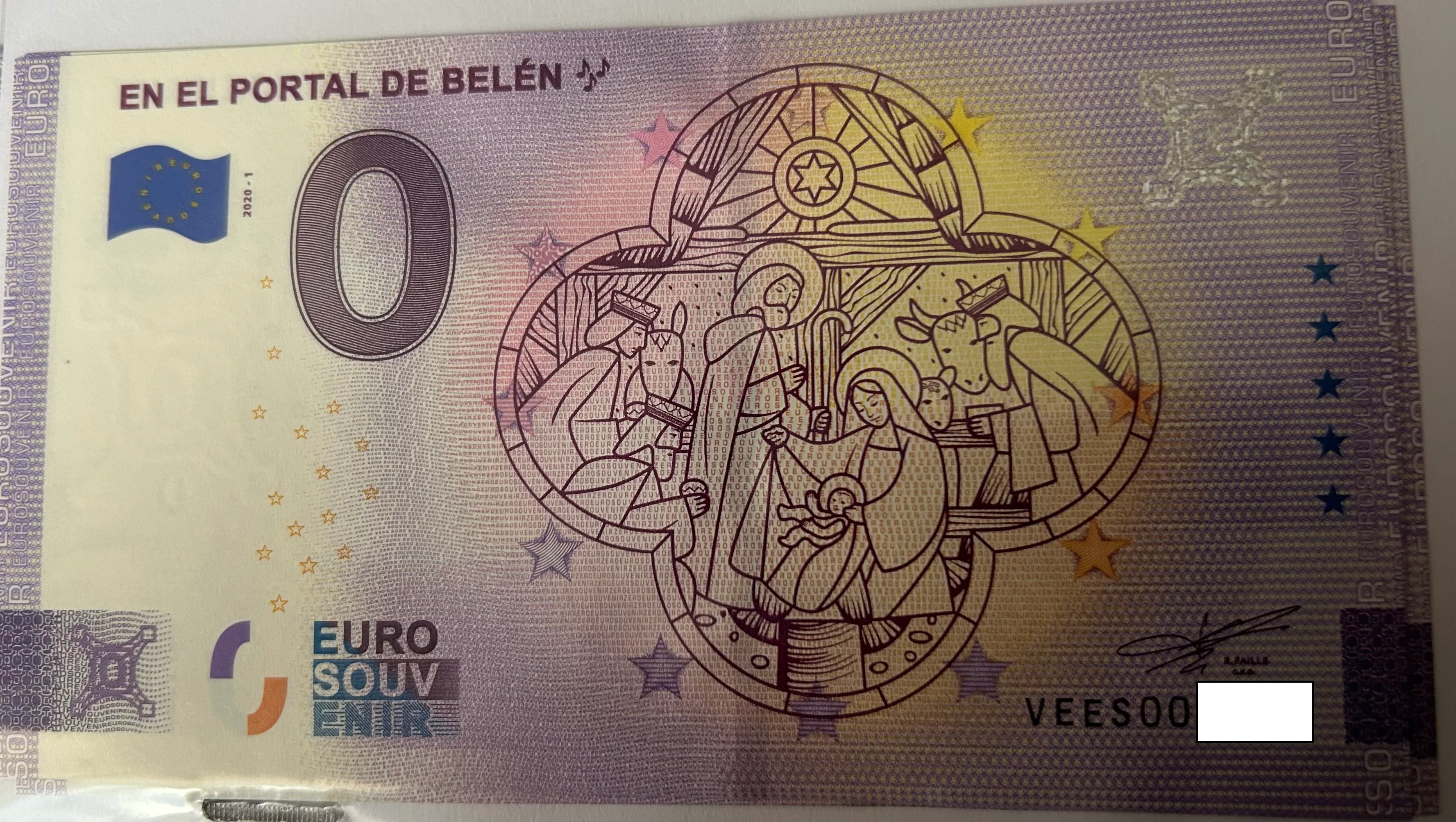 BILLETE 0 EURO ESPAÑA VEES 2020-1 EN EL PORTAL DE BELEN